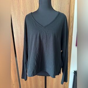 Aerie Black Long Sleeve Relaxed T-Shirt